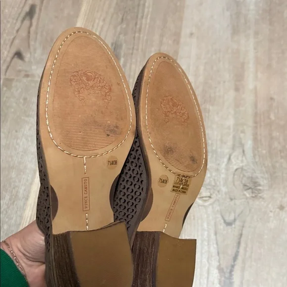 Vince Camuto Brown Perforated Sueded Leather Ankle Boots - Picture 6 of 10